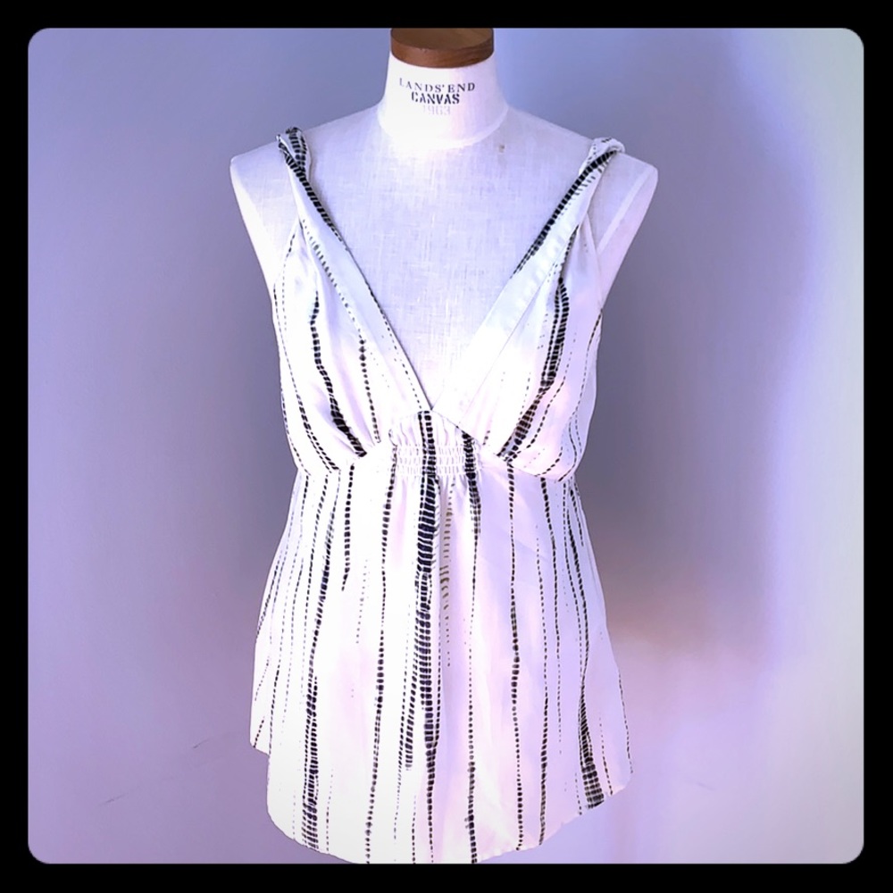 Silk V-Neck Sleeveless Blouse with Twist Straps